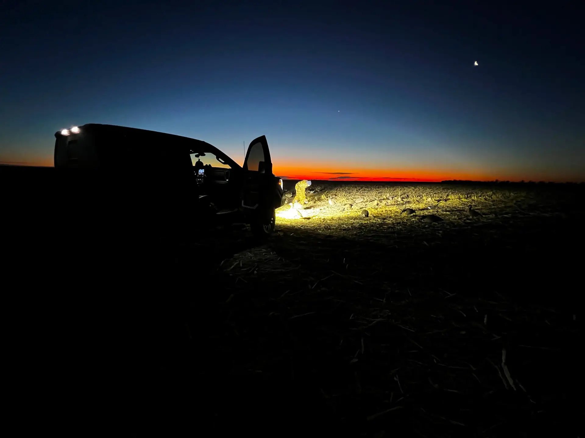 Truck headlights in the dark