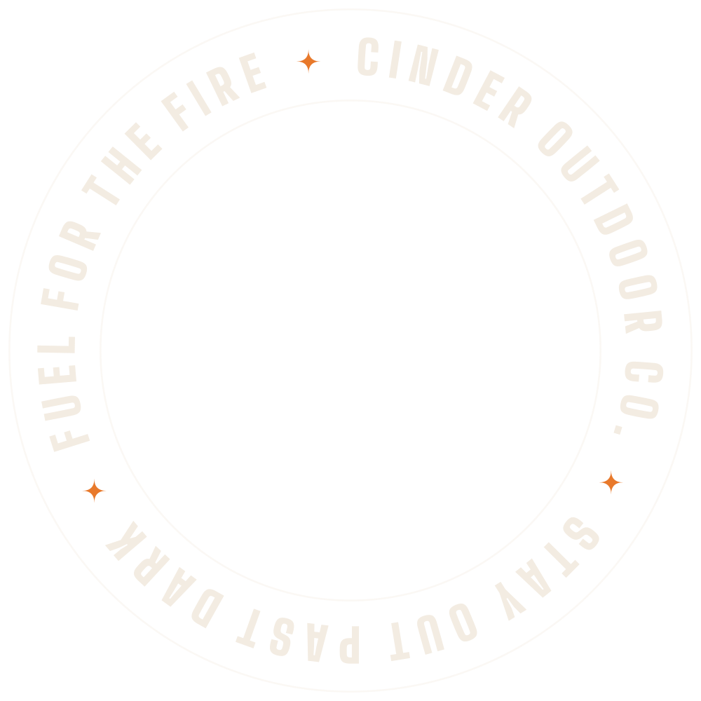 Cinder Outdoor Co. circular badge text